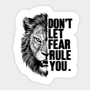 "Fearless Lion Typography Art Print Stoic Quote" - Inspiration, Animal Wisdom Sticker